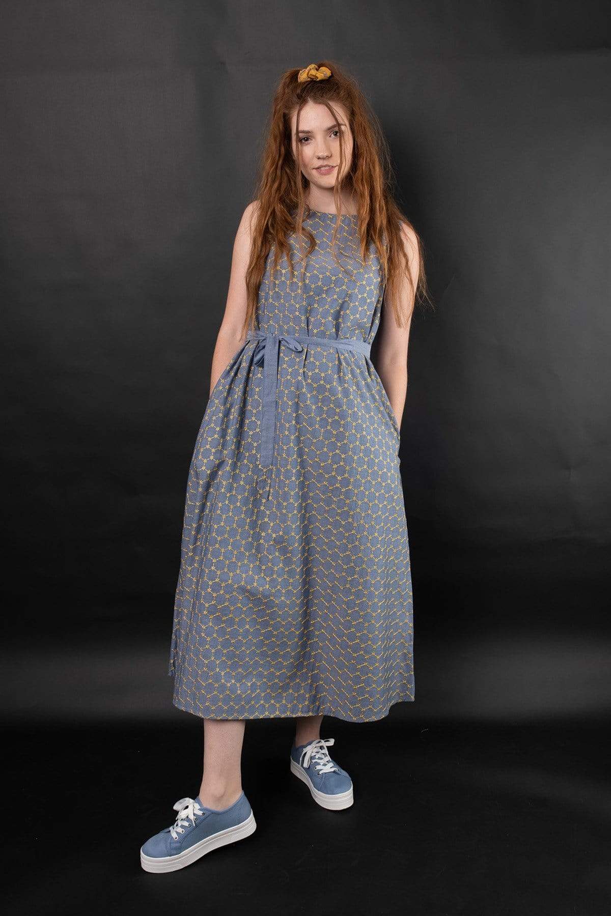 Embroidered chambray dress best sale