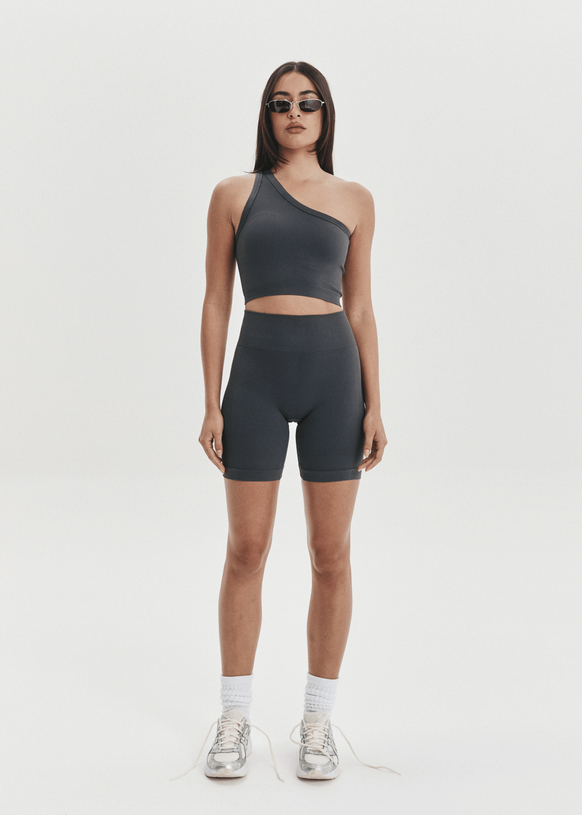 One Shoulder Bodice Crop - Slate