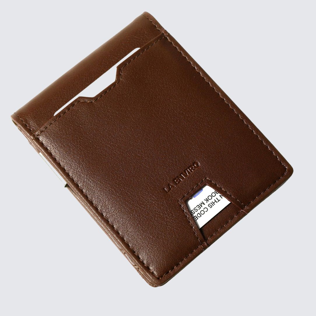 Yamba Vegan Minimalist Slim Bifold Wallet I Brown