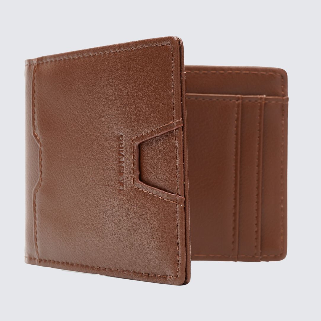 Yamba Vegan Minimalist Slim Bifold Wallet I Brown