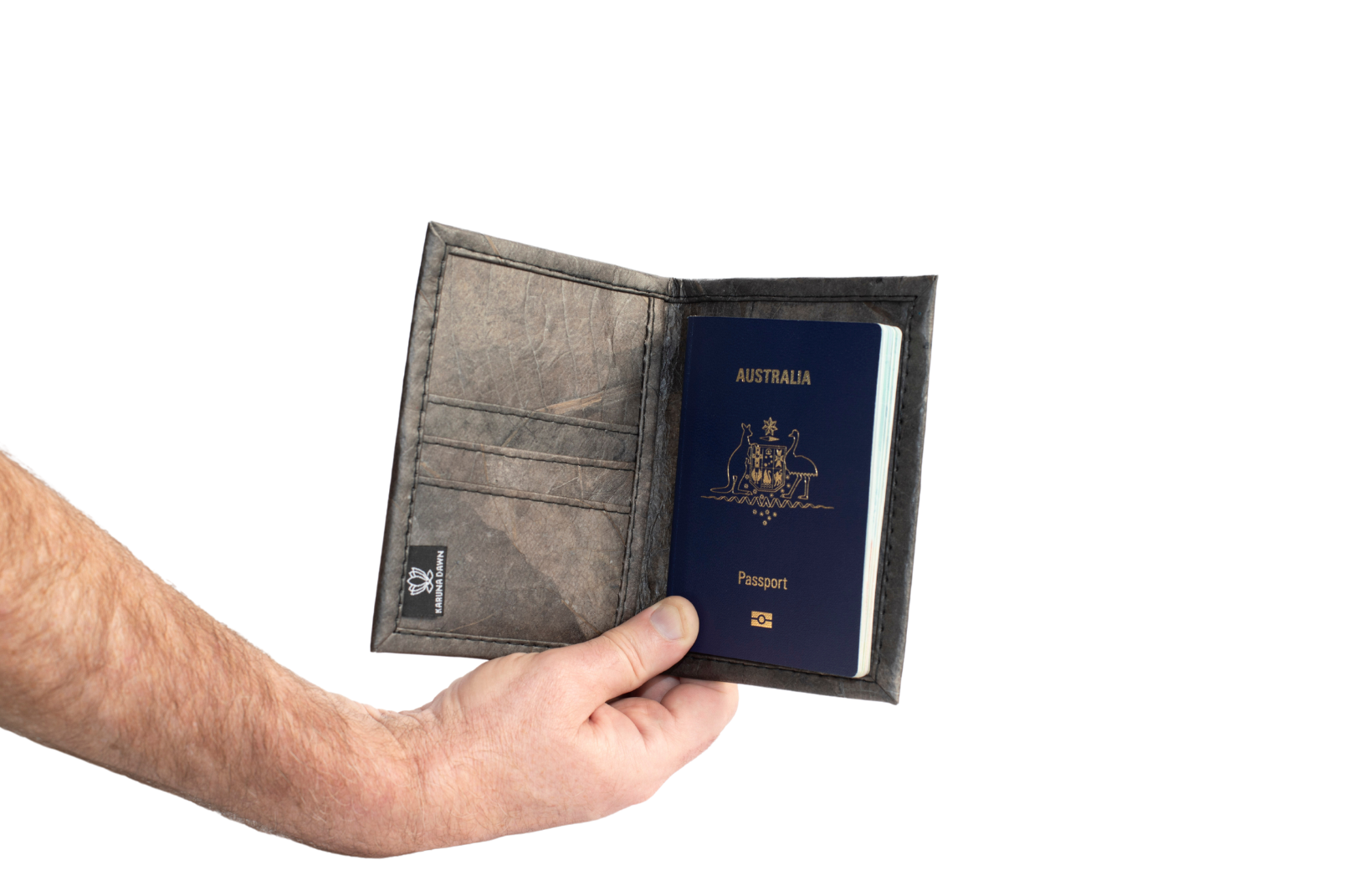 Vegan Leather Passport Holder - Dark Brown/Black