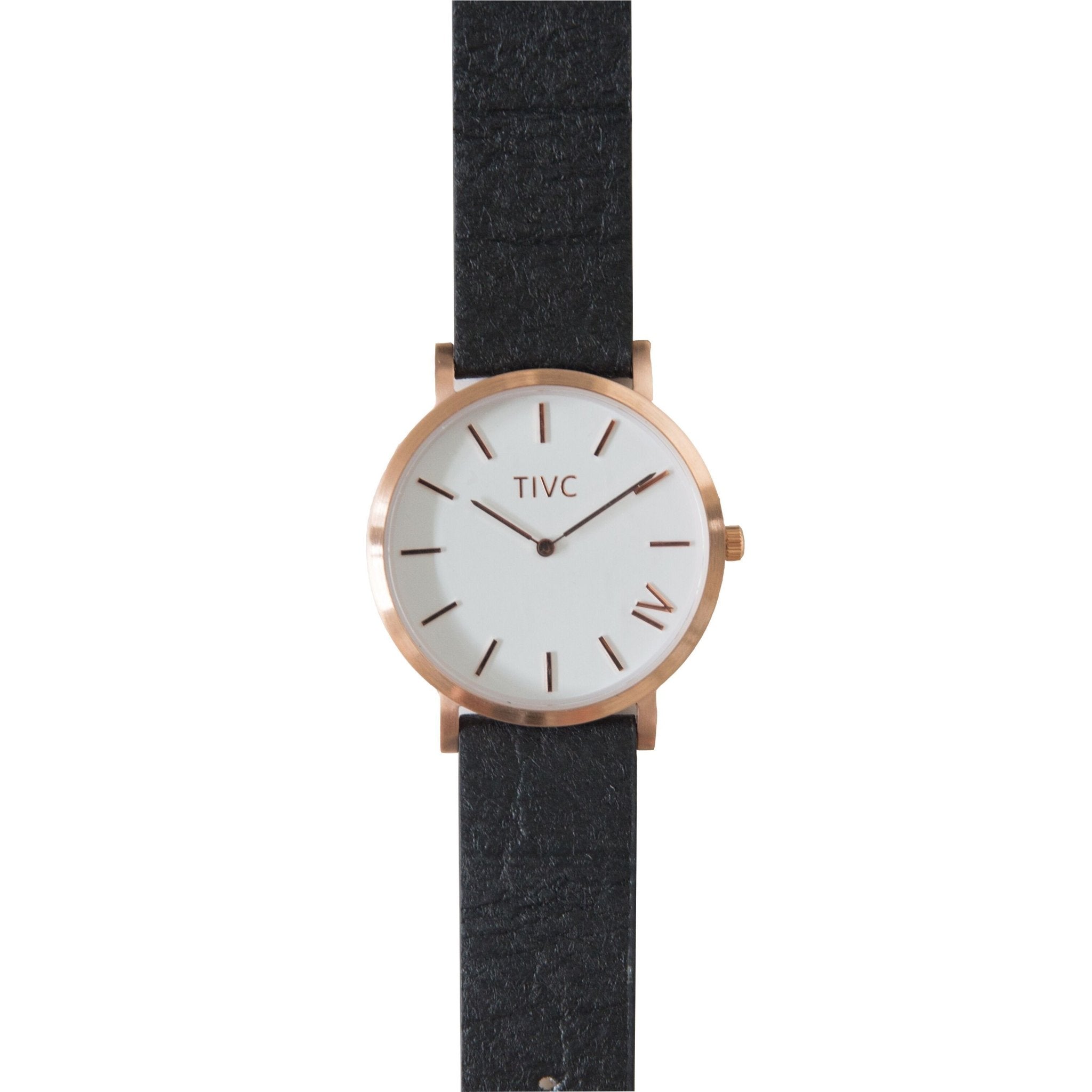 36mm Rose Gold | Pinatex Band (Black) - Time IV Change - stride