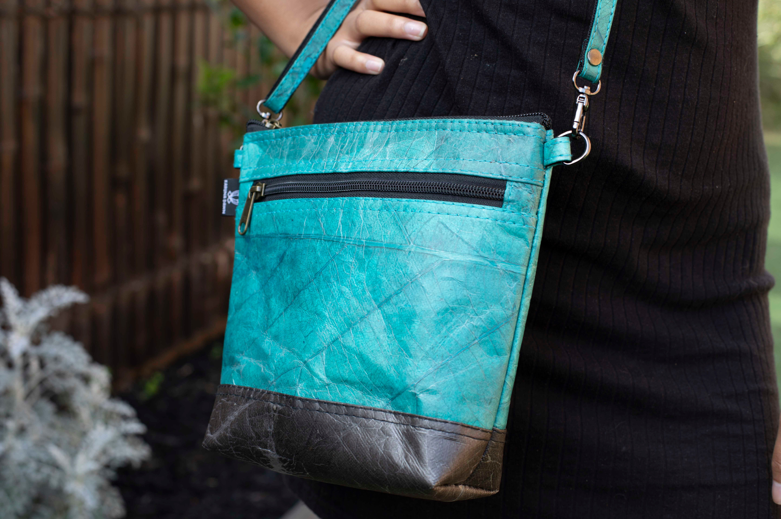 Vegan Leather Cross-Body Bag - Turquoise