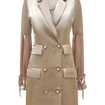 Why Mary "Coco Crush" Champagne Nude Coat Dress