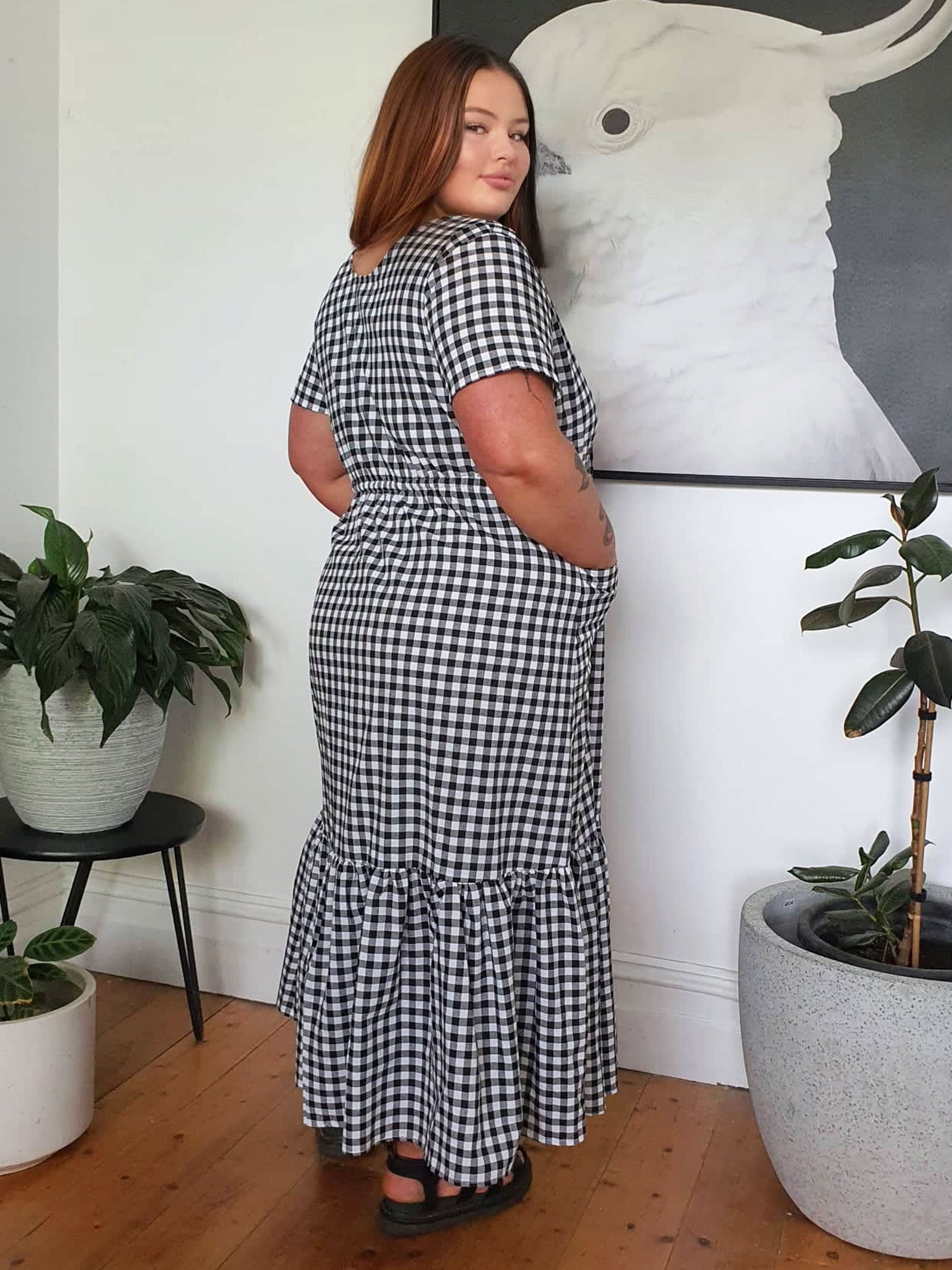 Tropical Maxi Dress // Gingham B&W