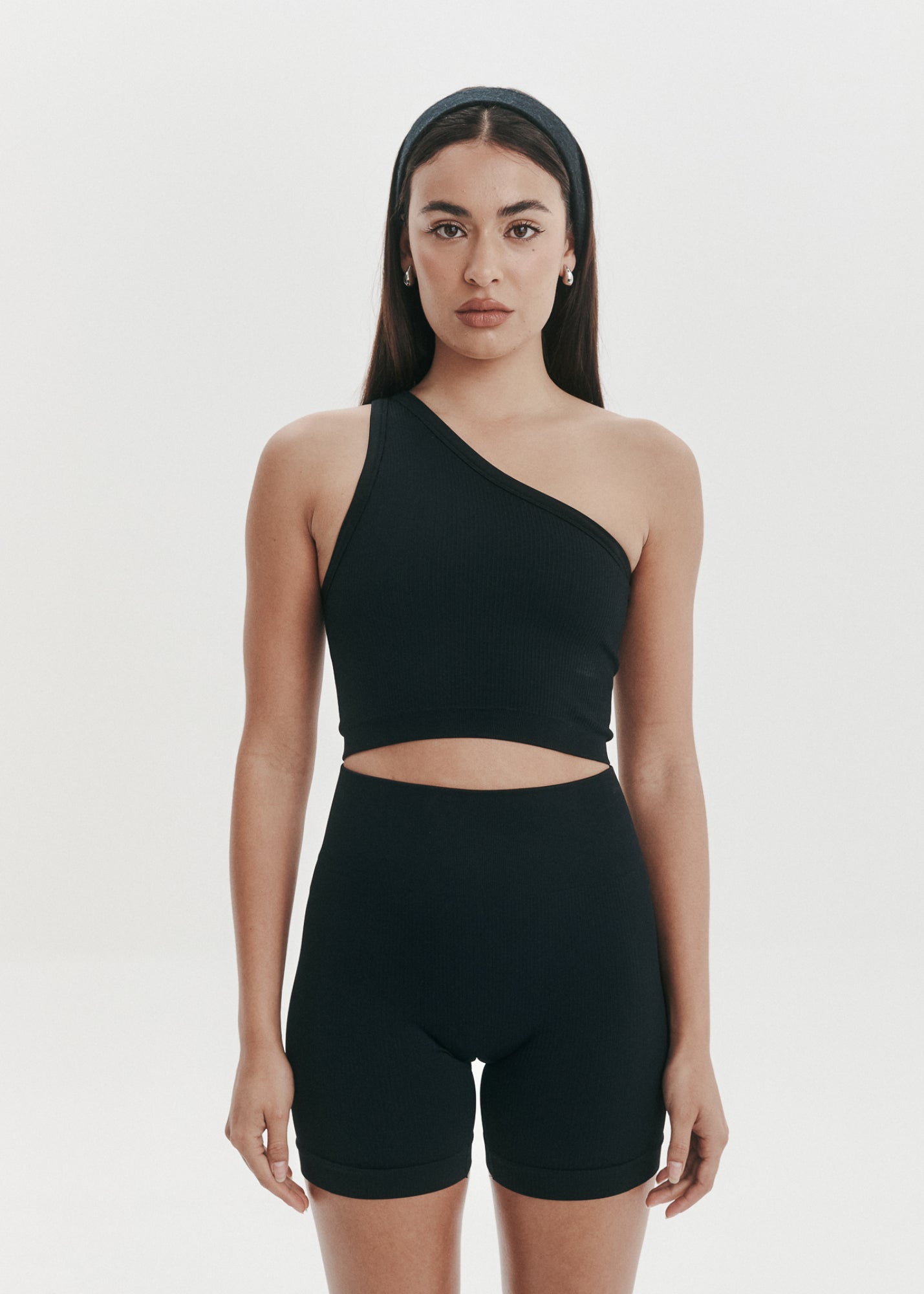 One Shoulder Bodice Crop - Onyx Black