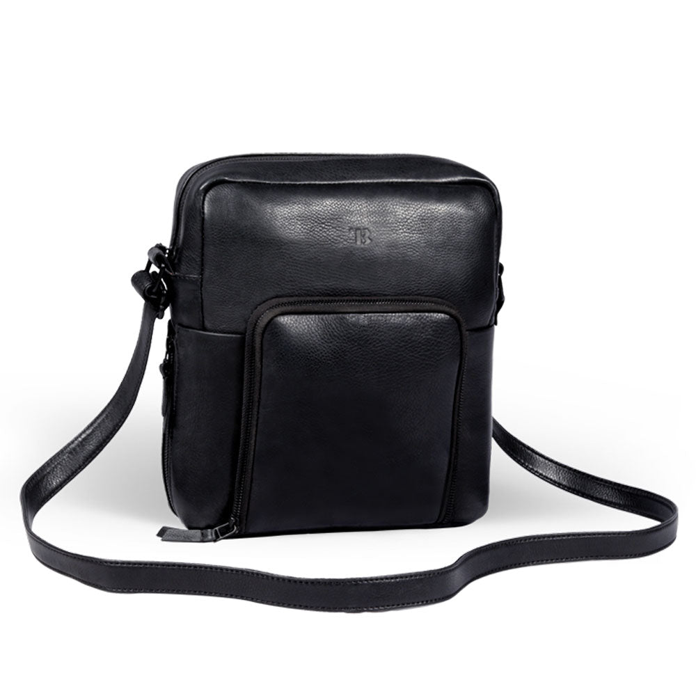 African Wild Dog Sling Leather Bag - Black - Bethikal - stride