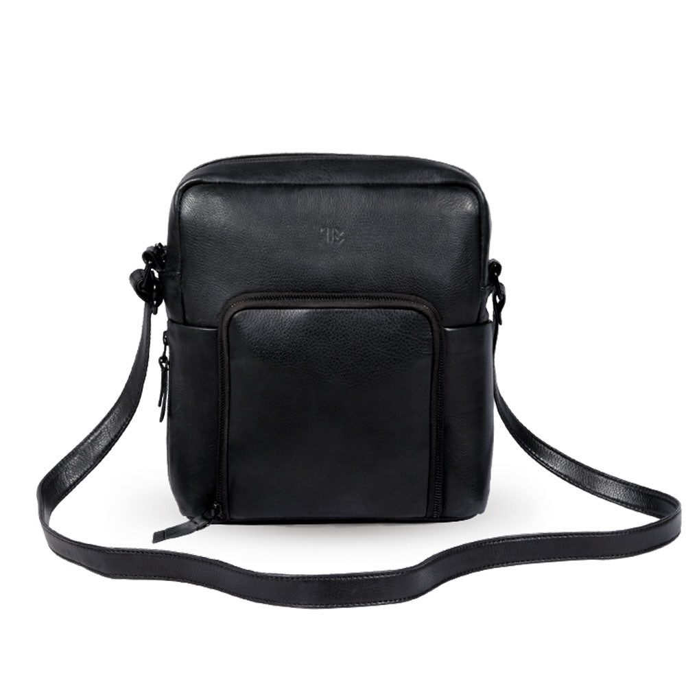 African Wild Dog Sling Leather Bag - Black - Bethikal - stride