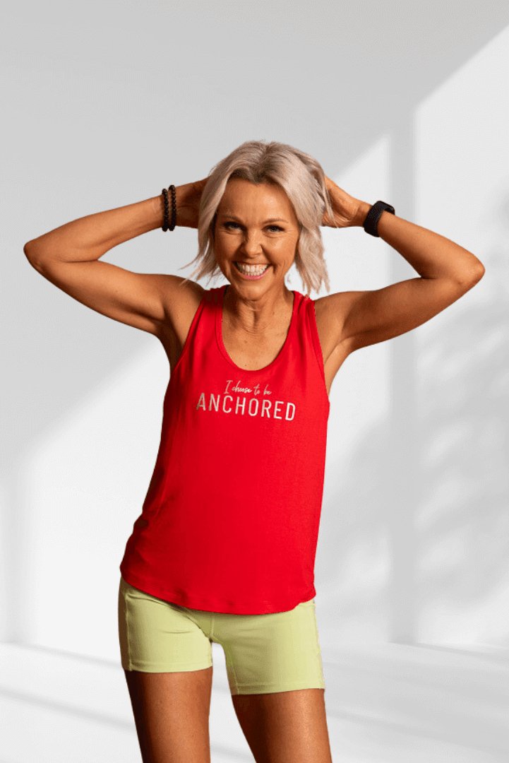 Anchored | Red women's sleeveless activewear top - Empowered Clothing - stride