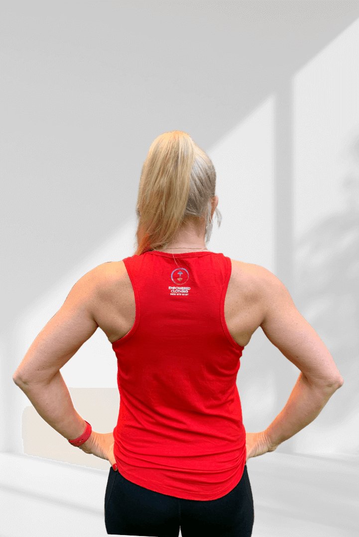 Anchored | Red women's sleeveless activewear top - Empowered Clothing - stride