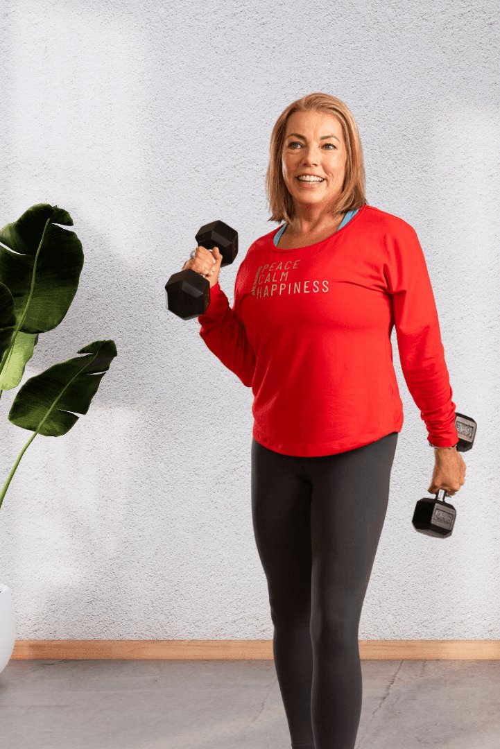 Anchoring | Red long sleeve activewear top for women - Empowered Clothing - stride