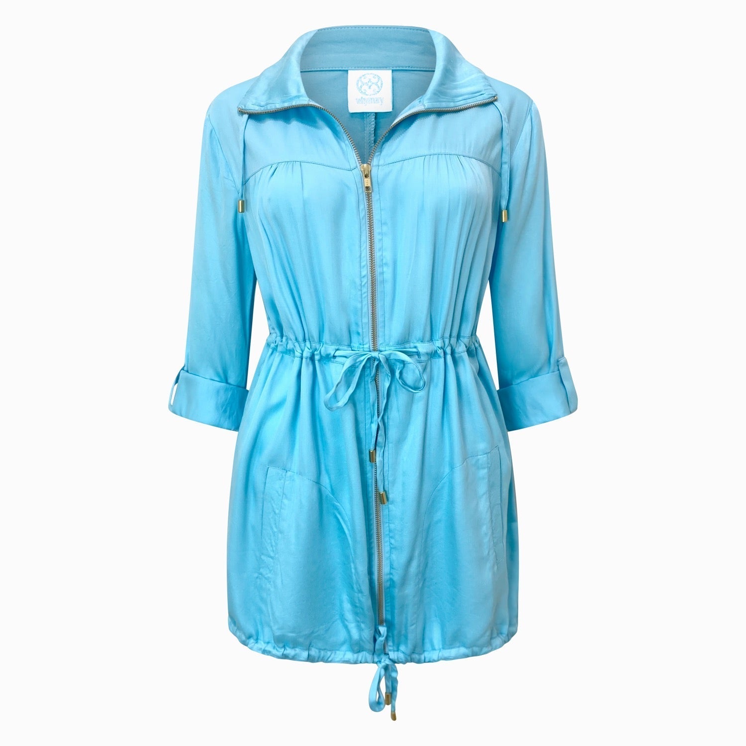 Aqua Blue Lightweight Parker Jacket - Keeping It Kool - Why Mary - stride