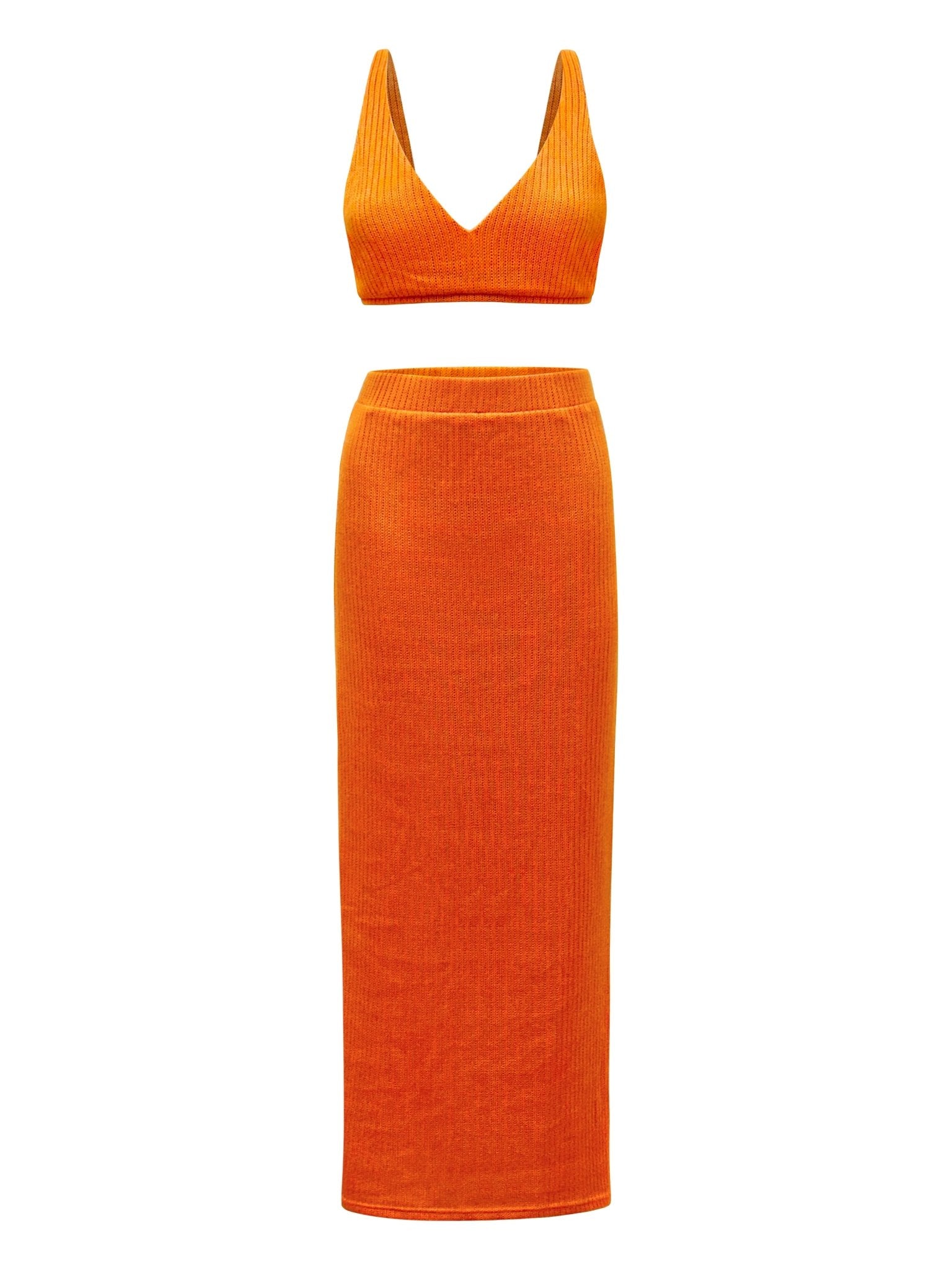 "Arancia" Orange Crop Top & Maxi Pencil Skirt - Why Mary - stride