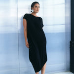 Bamboo Asymmetric Dress - Black - Tluxe - stride