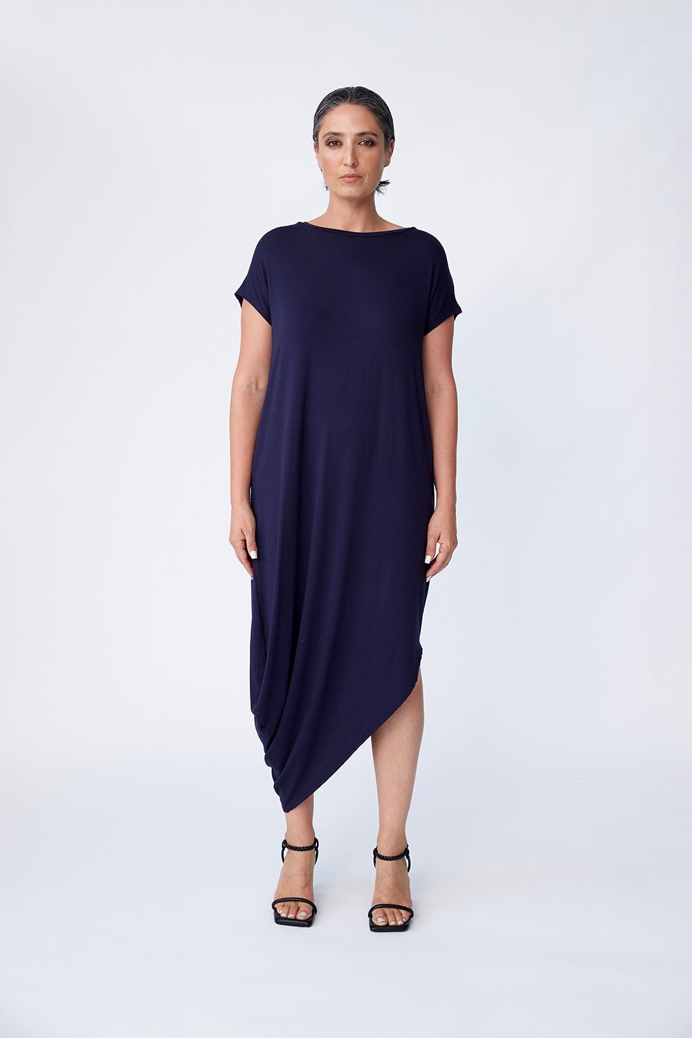 Bamboo Asymmetric Dress - Midnight - Tluxe - stride