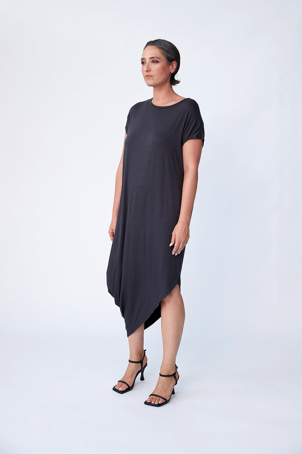 Bamboo Asymmetric Dress - Walnut - Tluxe - stride