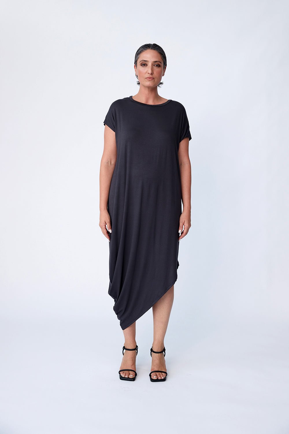 Bamboo Asymmetric Dress - Walnut - Tluxe - stride