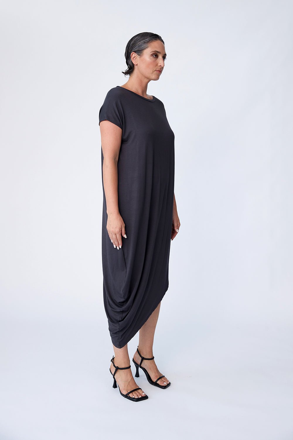 Bamboo Asymmetric Dress - Walnut - Tluxe - stride