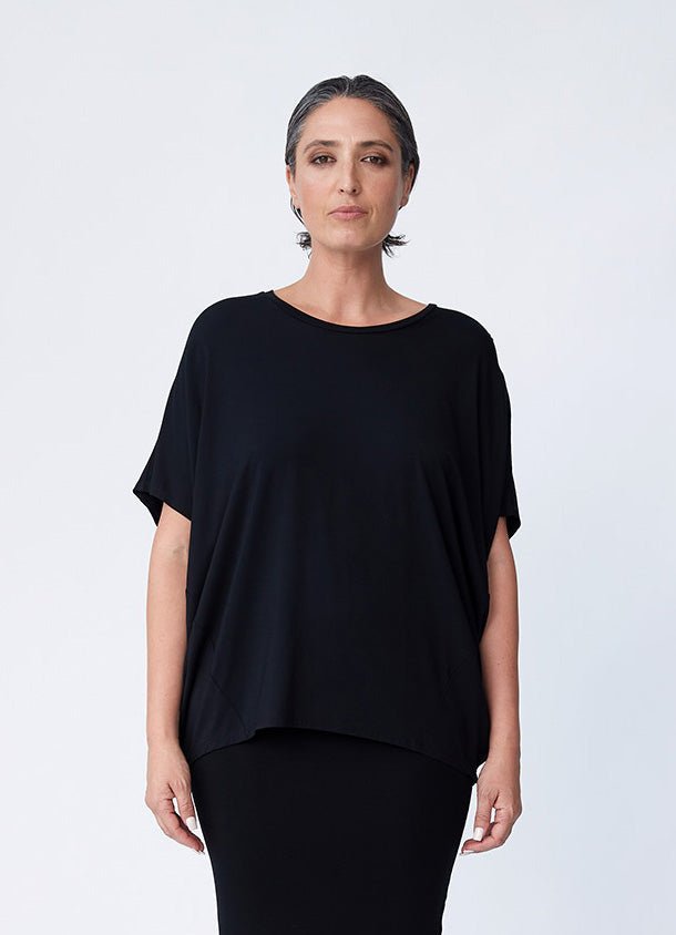 Bamboo Cocoon Top - Black - Tluxe - stride