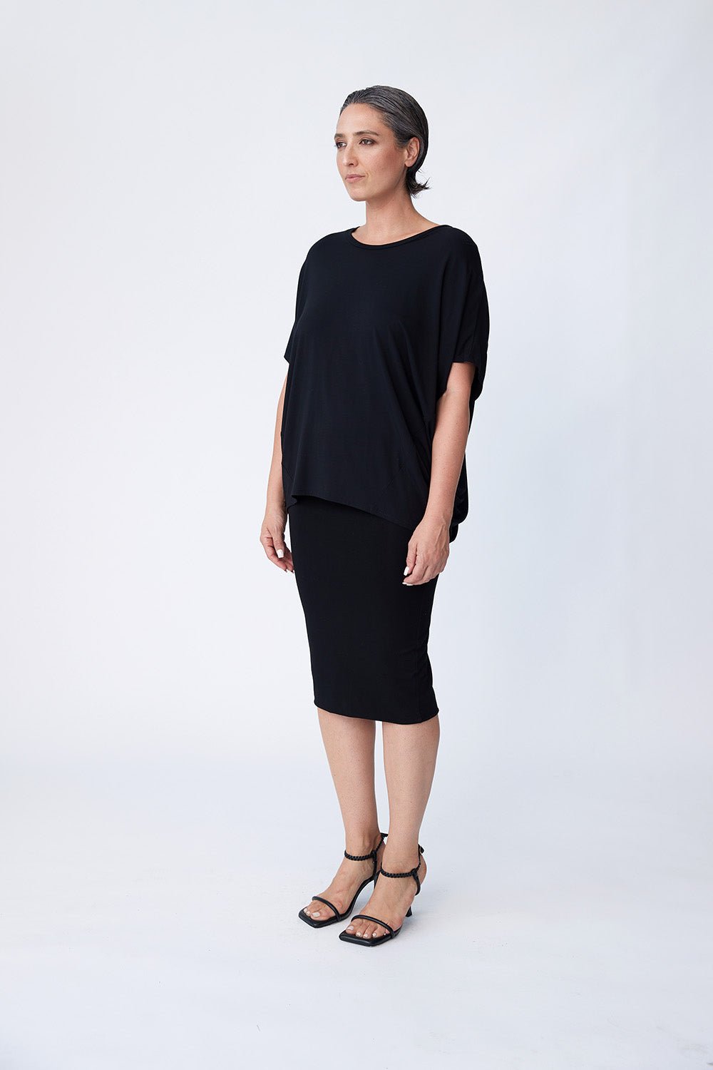 Bamboo Cocoon Top - Black - Tluxe - stride