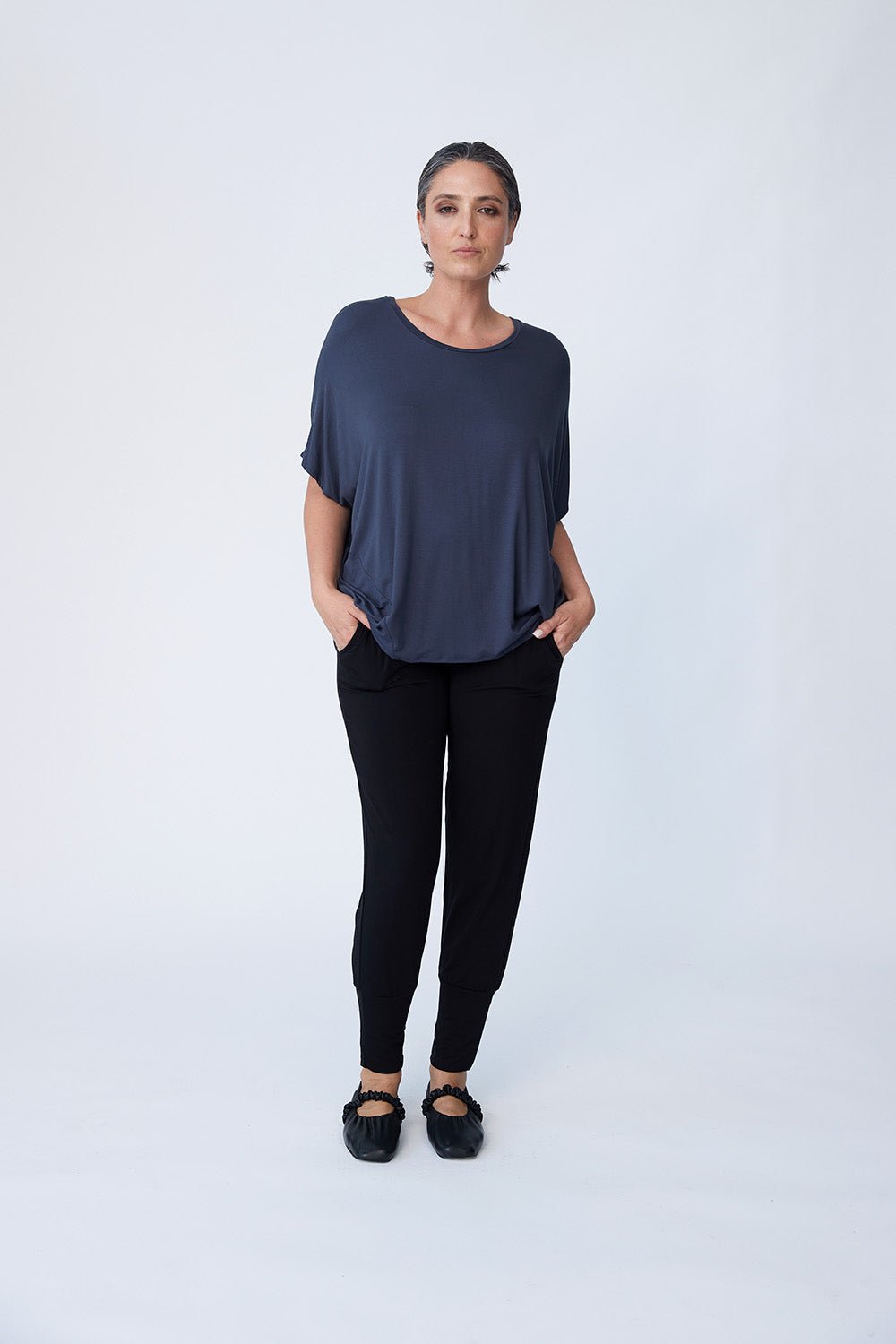 Bamboo Cocoon Top - Charcoal Grey - Tluxe - stride