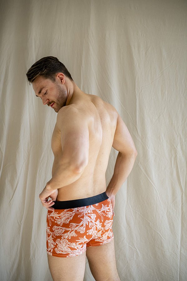 Bamboo Underwear - Kangaroo Paw Burnt Orange - Peggy & Finn - stride