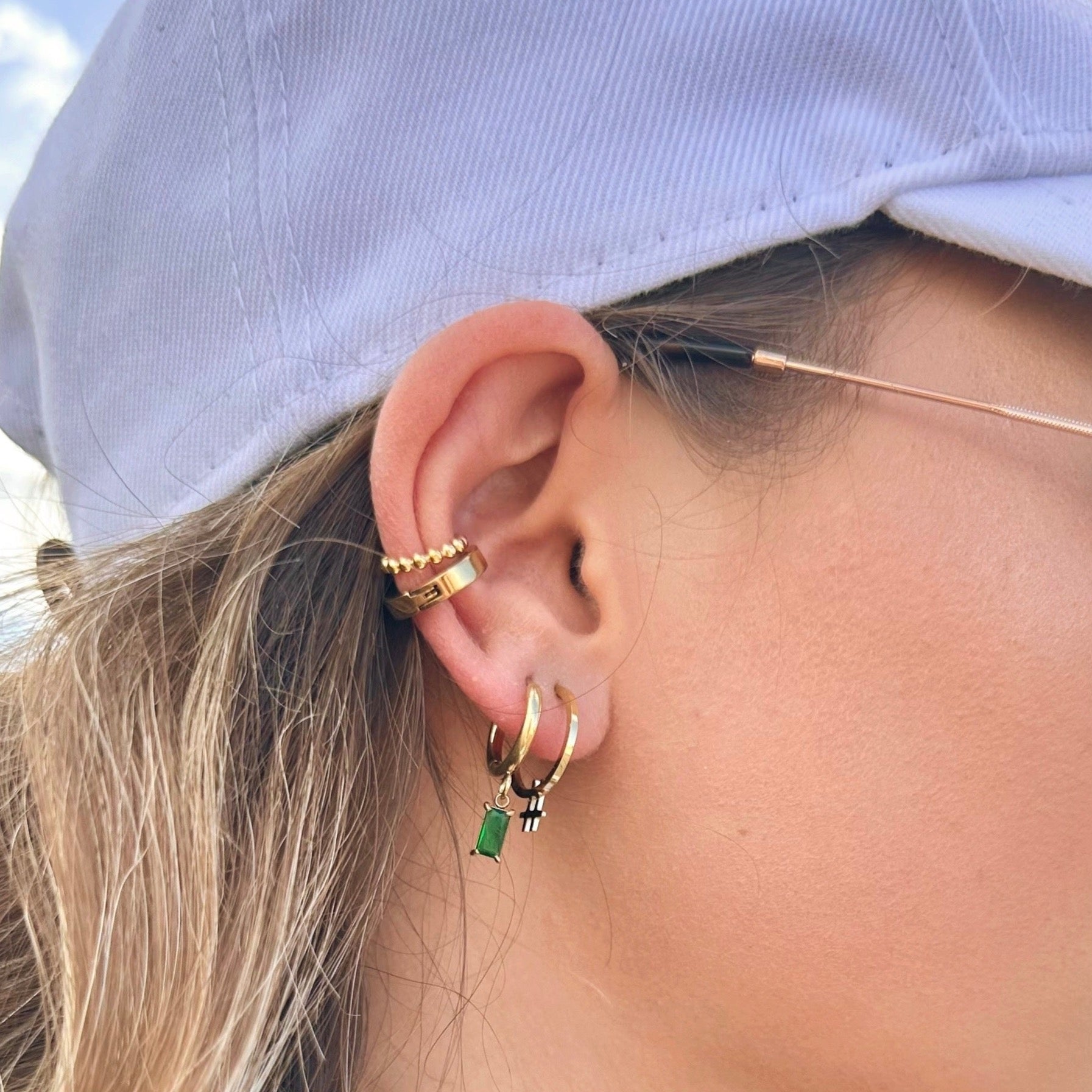 Baseline Gold Hoop Earrings - EVER Jewellery - stride