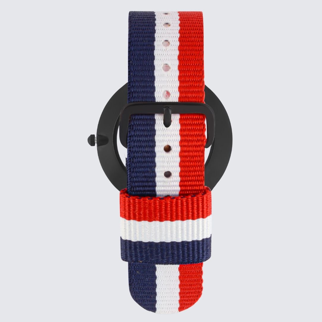 Black Marble Watch With Red, Blue & White Nato Strap I 40 MM - La Enviro - stride