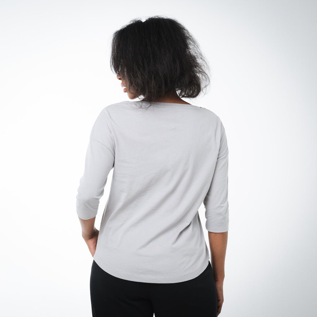 Boat Neck 3/4 Sleeve Top | Pearl Grey - Dorsu - stride