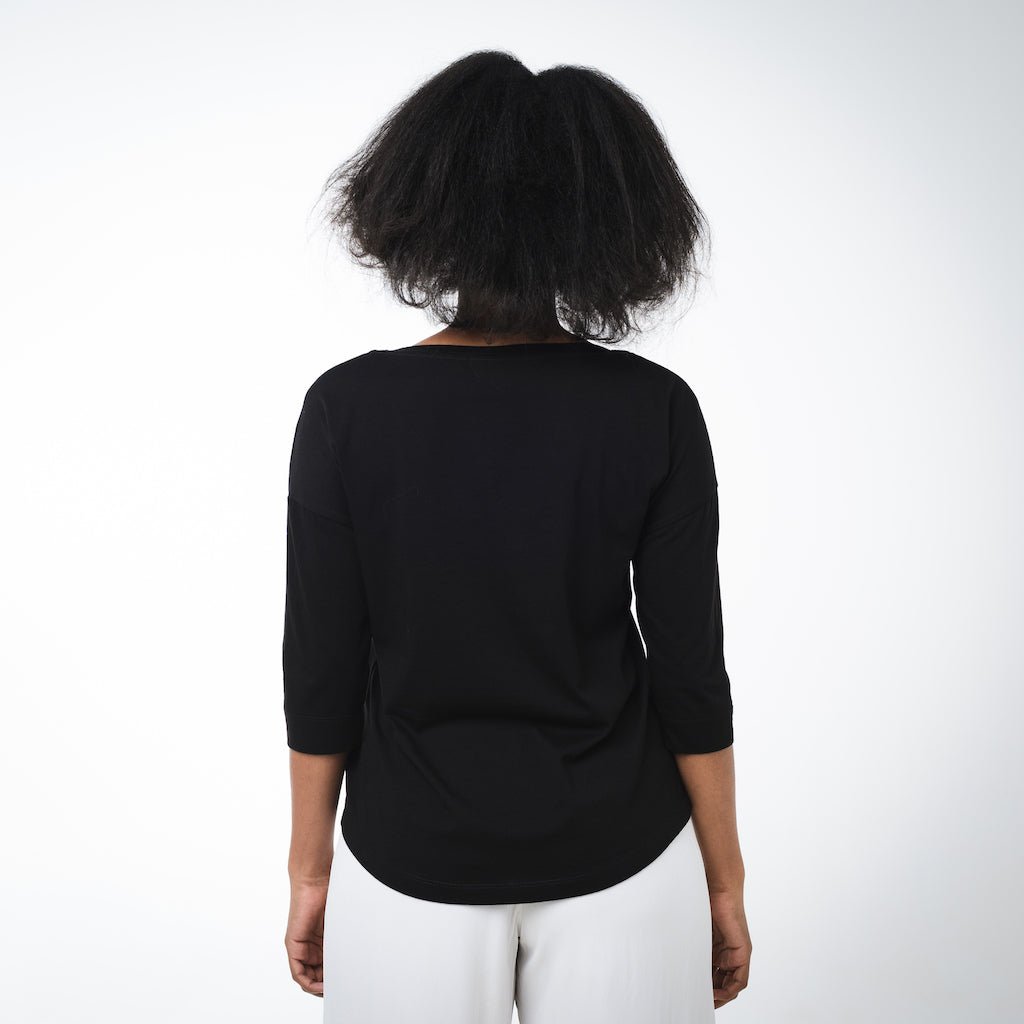 Boat Neck 3/4 Sleeve Top | Pearl Grey - Dorsu - stride