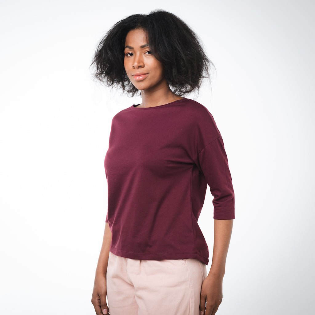 Boat Neck 3/4 Sleeve Top | Pearl Grey - Dorsu - stride