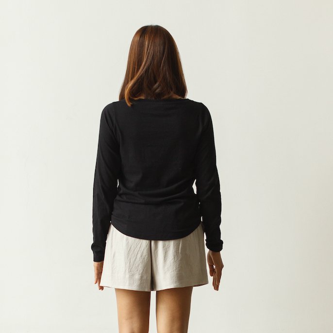 Boat Neck Long Sleeve Top - Dorsu - stride