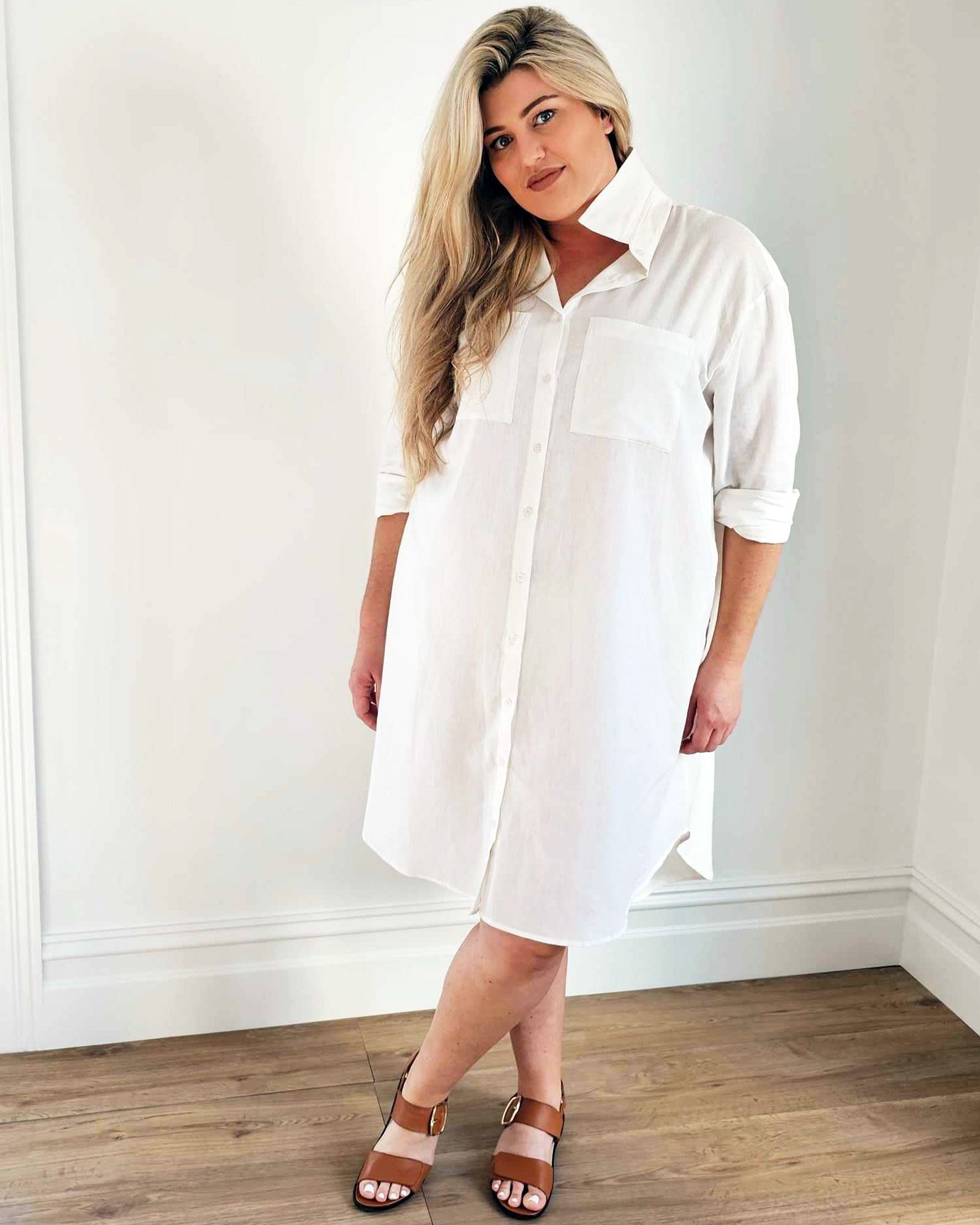 Boyfriend Shirt Dress // White - Hope & Harvest - stride