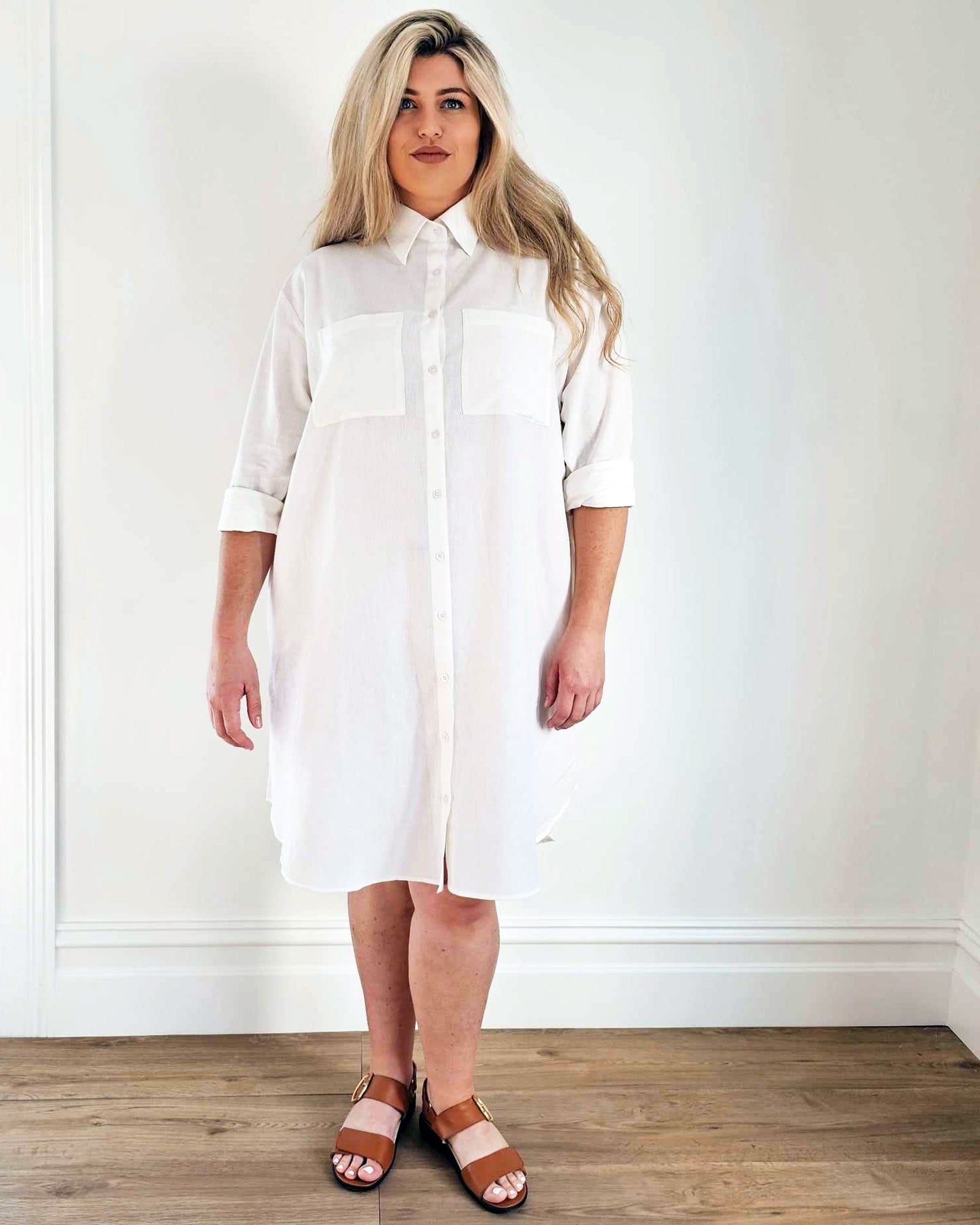 Boyfriend Shirt Dress // White - Hope & Harvest - stride