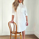 Boyfriend Shirt Dress // White - Hope & Harvest - stride