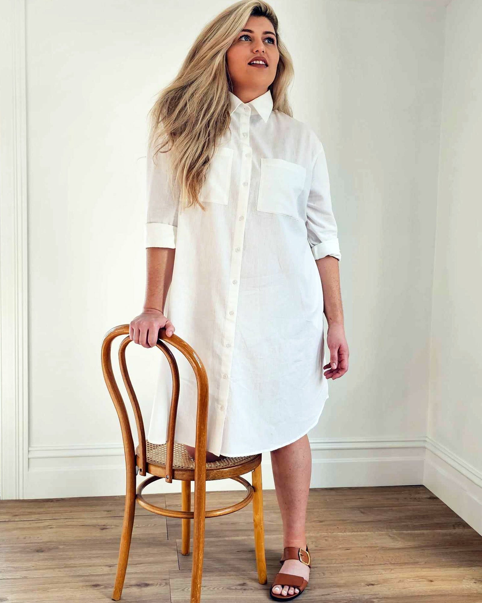 Boyfriend Shirt Dress // White - Hope & Harvest - stride