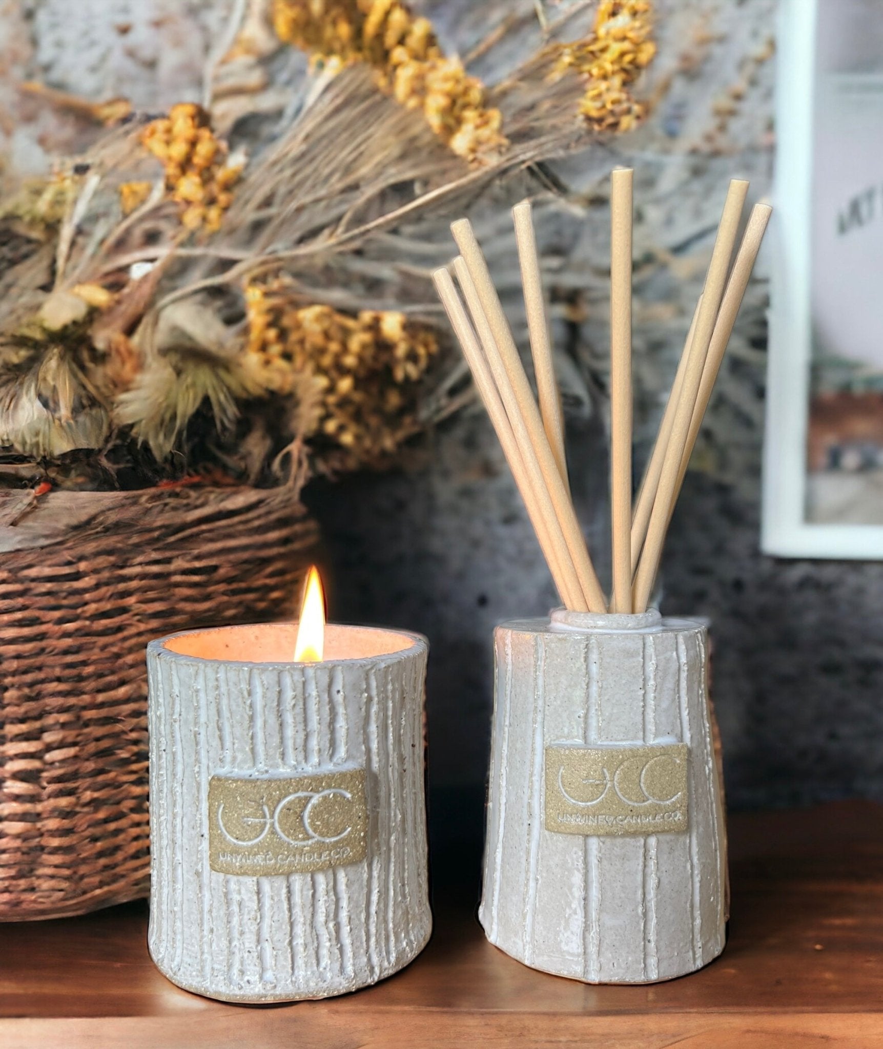 Ceramic Harmony - Ceramic Candle & Diffuser Set - Unwind Candle Co - stride