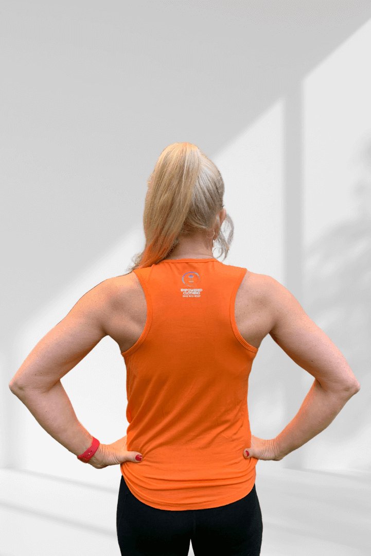 Create | Orange sleeveless activewear top for women - Empowered Clothing - stride