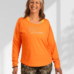 Creating | Orange long sleeve activewear top for women - Empowered Clothing - stride