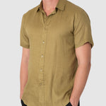 DESTii Olive Short Sleeve Linen Shirt - DESTii - stride