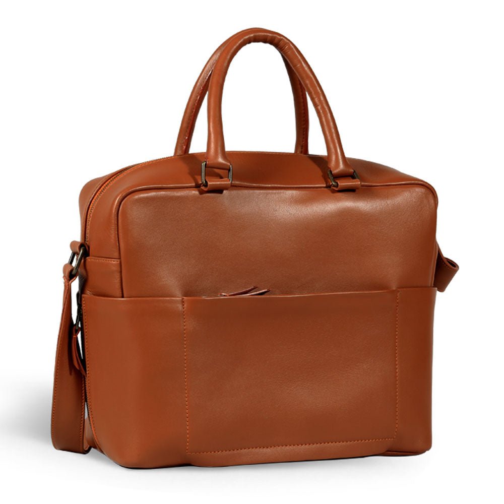 DOLPHIN MESSENGER LEATHER BAG(Tan) - Bethikal - stride