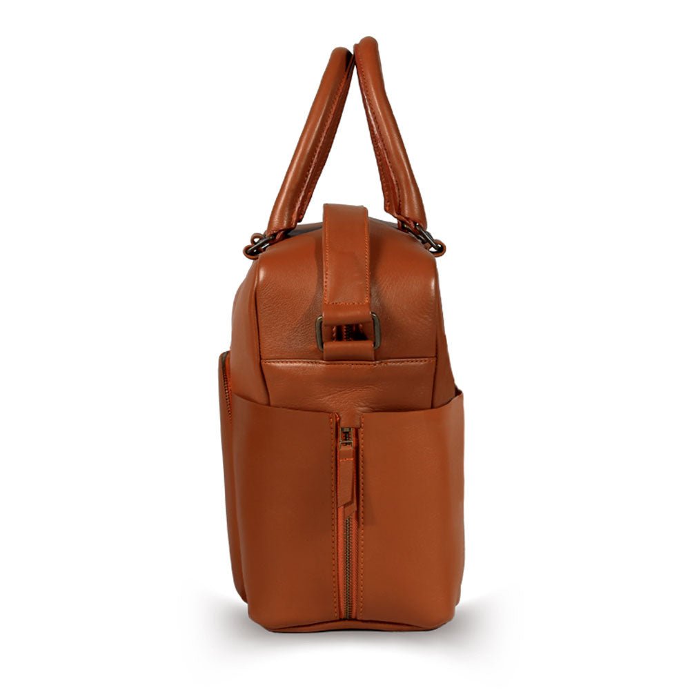 DOLPHIN MESSENGER LEATHER BAG(Tan) - Bethikal - stride