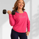 Embracing | Pink long sleeve activewear top for women - Empowered Clothing - stride