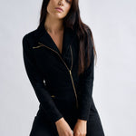 "Emma Peel" Black Faux Suede Jumpsuit - Why Mary - stride