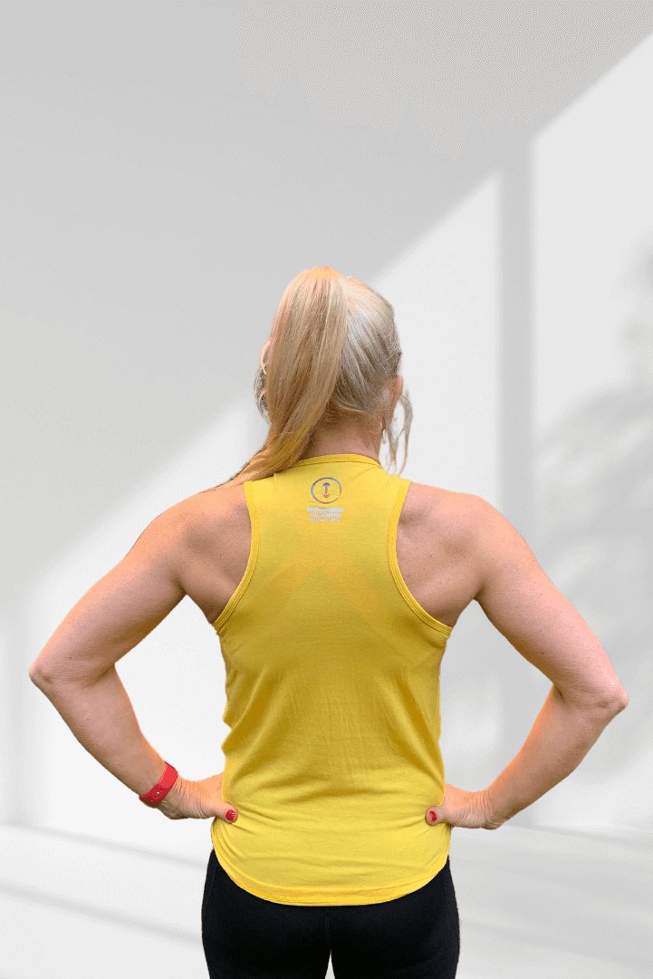 Empowered | Yellow women's sleeveless workout tops - Empowered Clothing - stride