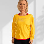 Empowering | Yellow long sleeve activewear top for women - Empowered Clothing - stride