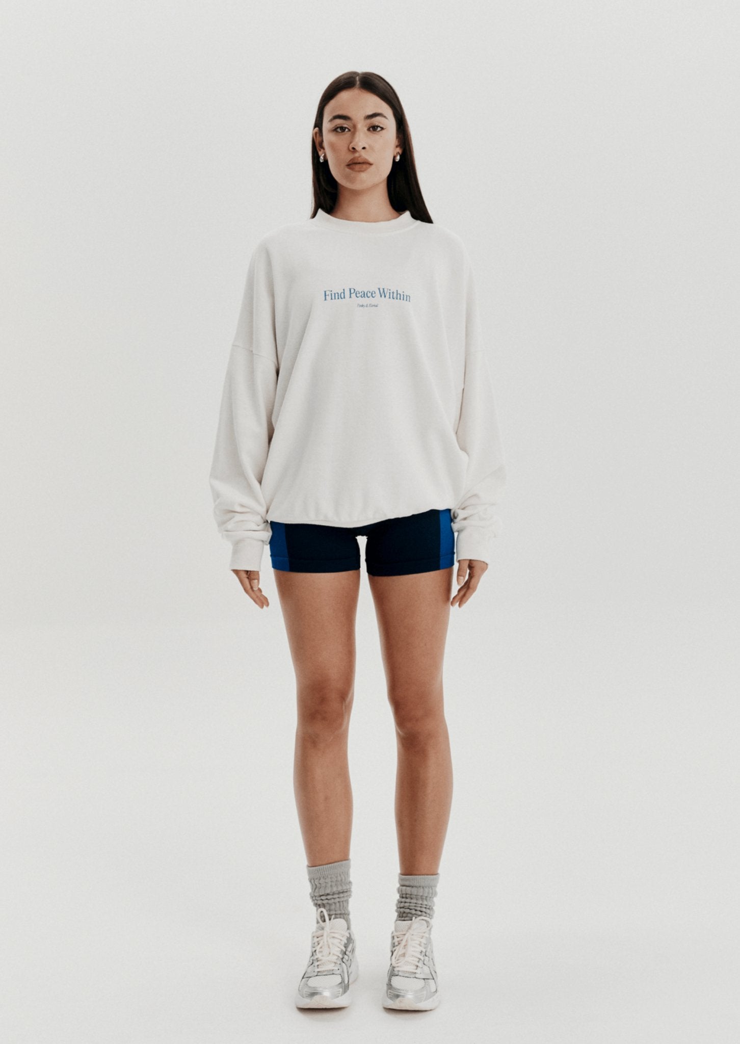 Find Peace Within Crewneck Sweatshirt - Off White/Blue - Pinky & Kamal - stride