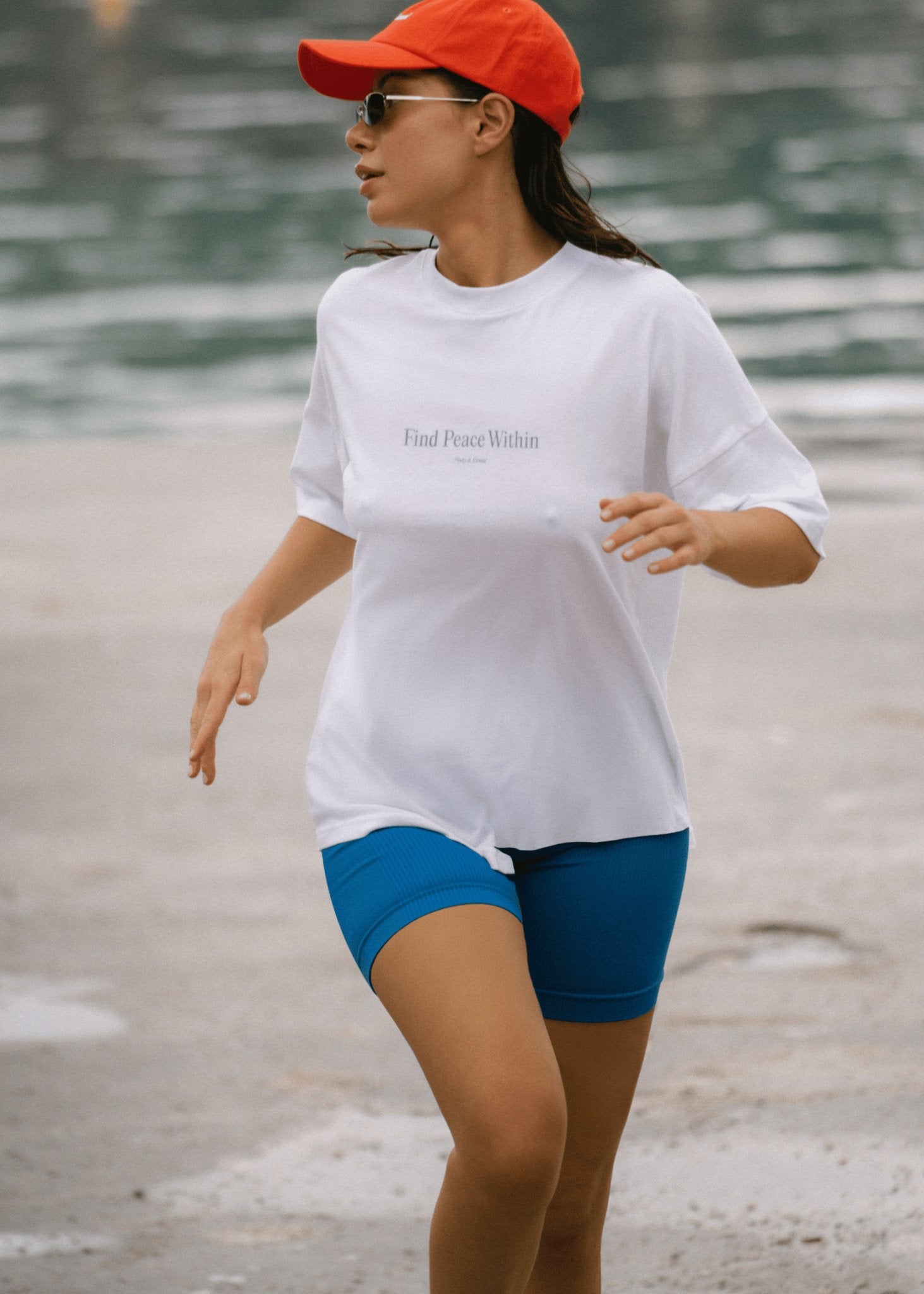 Find Peace Within T - Shirt - White/Blue - Pinky & Kamal - stride