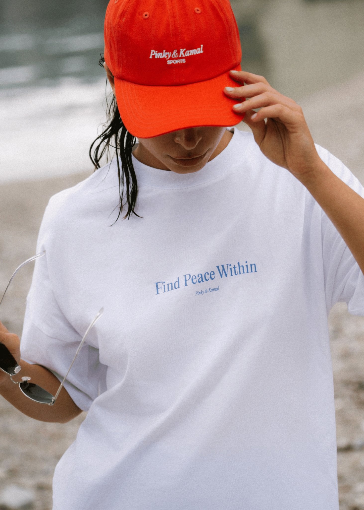 Find Peace Within T - Shirt - White/Blue - Pinky & Kamal - stride