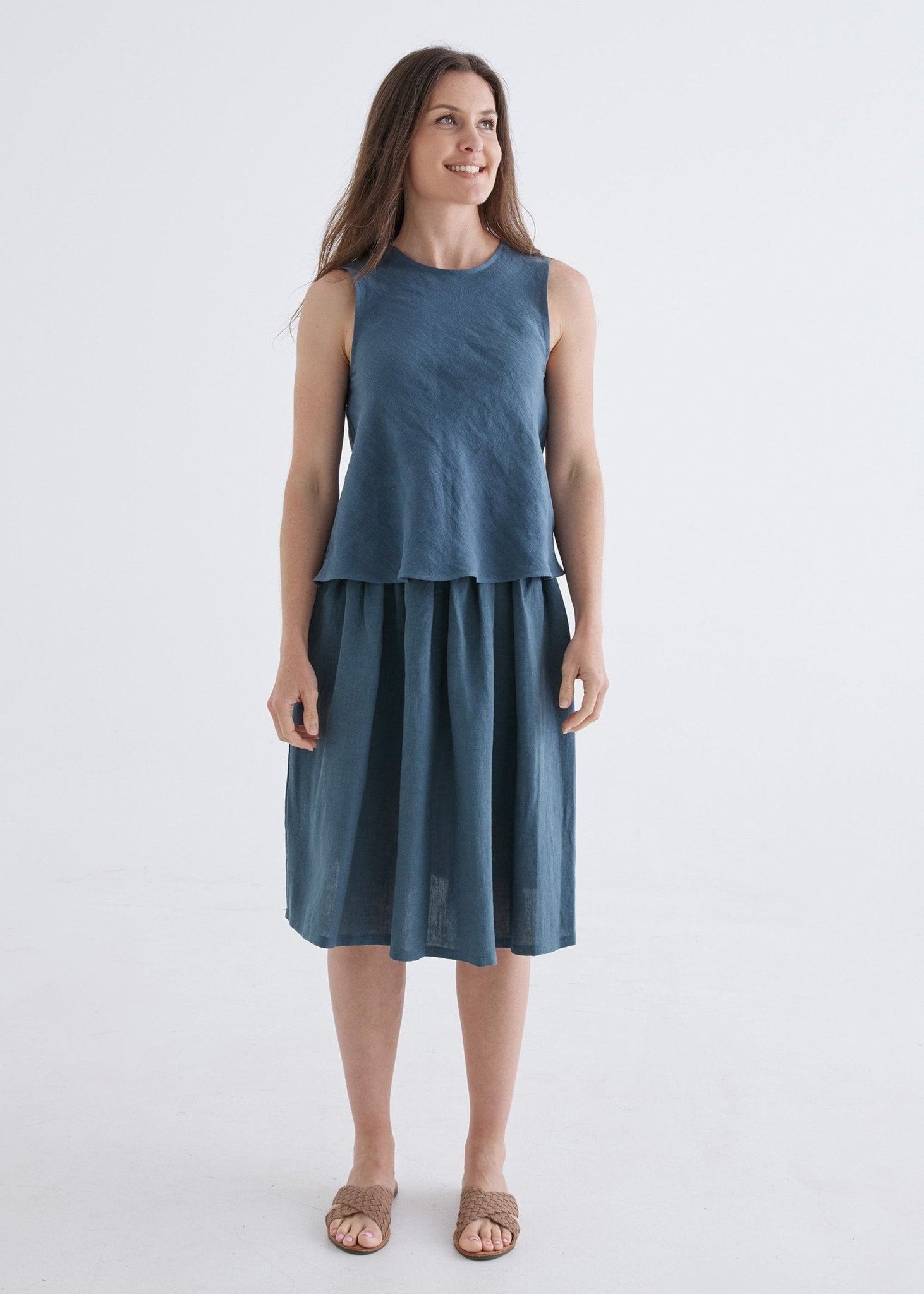 Hazel Linen Top in Deep Teal-Devina Louise-stride